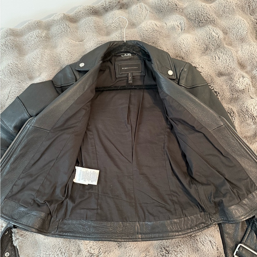BCBG Maxazria Black Leather Biker Jacket - Picture 6 of 6